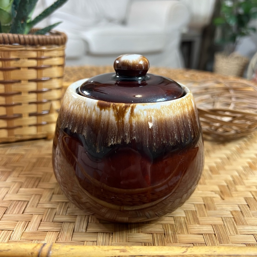 Vintage McCoy Brown Drip Glaze Sugar Pot